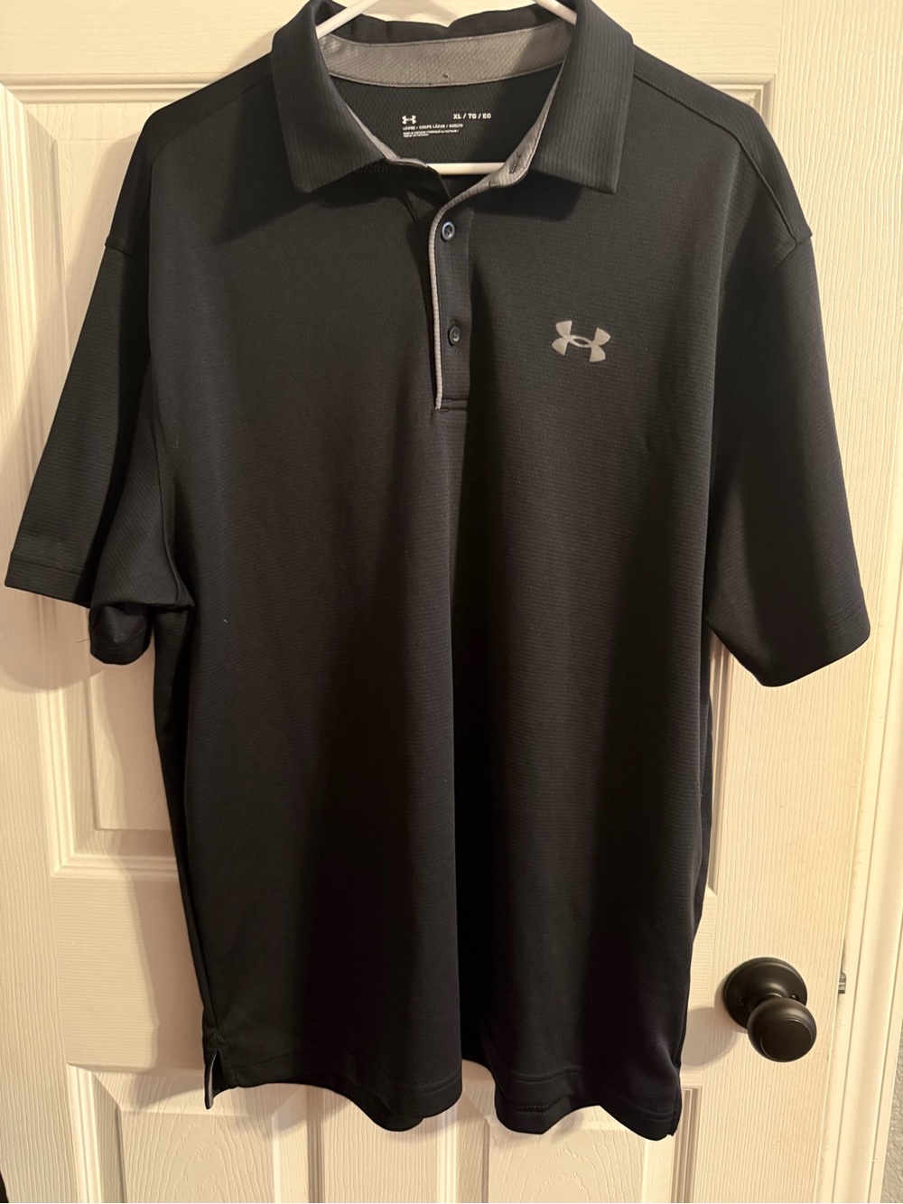 Under Armour Black Polo with Gray Logo Trim